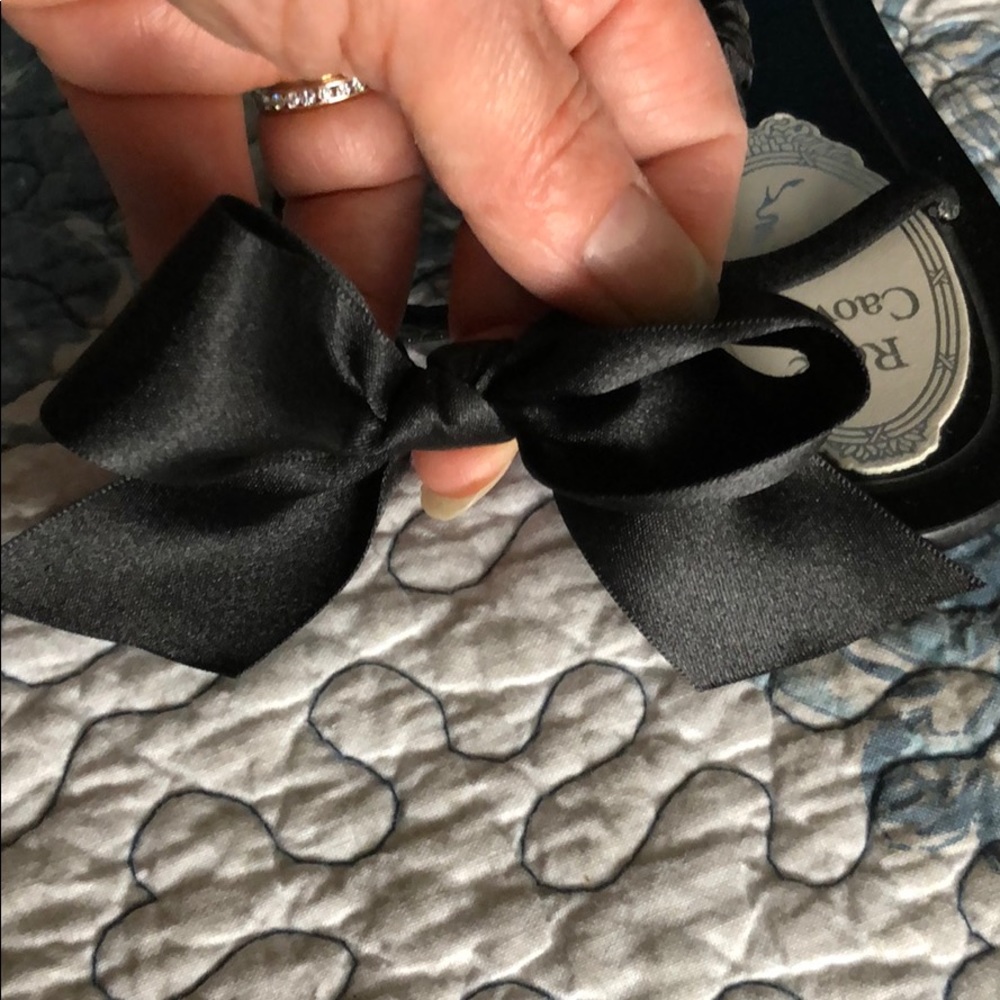 PREOWNED Rene Caovilla Flat Sandals Black Satin - Picture 11 of 16